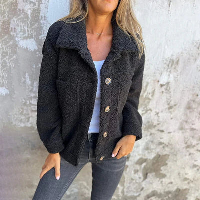 Sherpa Button-Up Jacke für Frauen