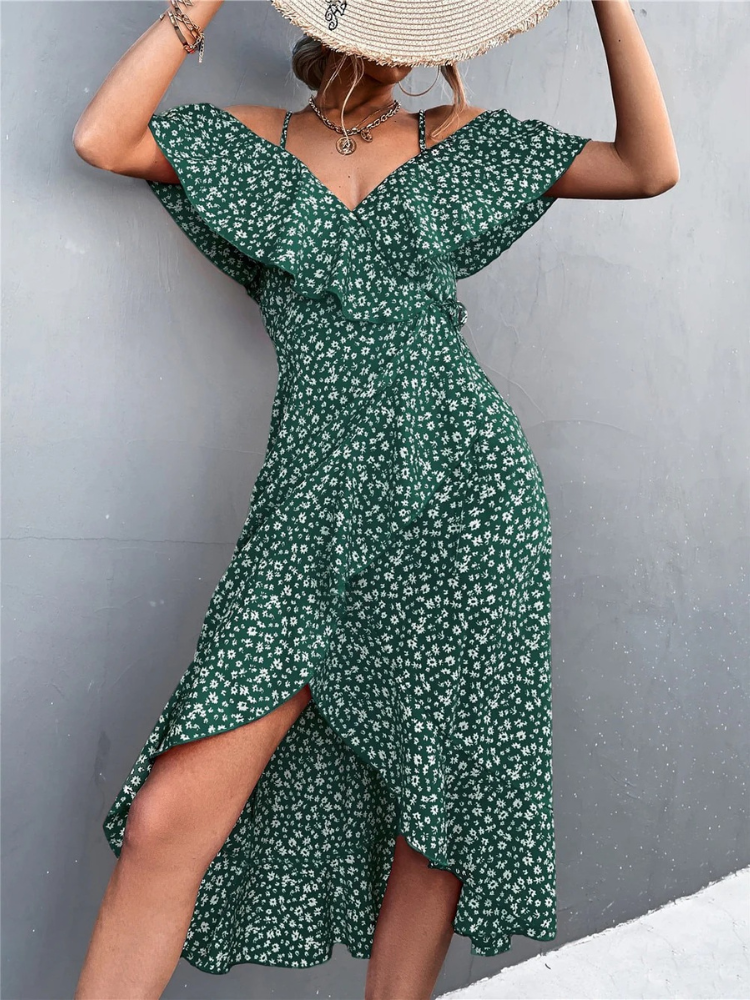 Stilvolles geblümtes Sommerkleid für Damen | Midi
