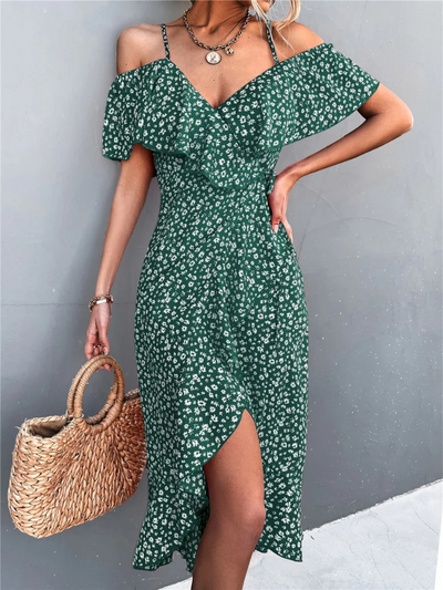 Stilvolles geblümtes Sommerkleid für Damen | Midi
