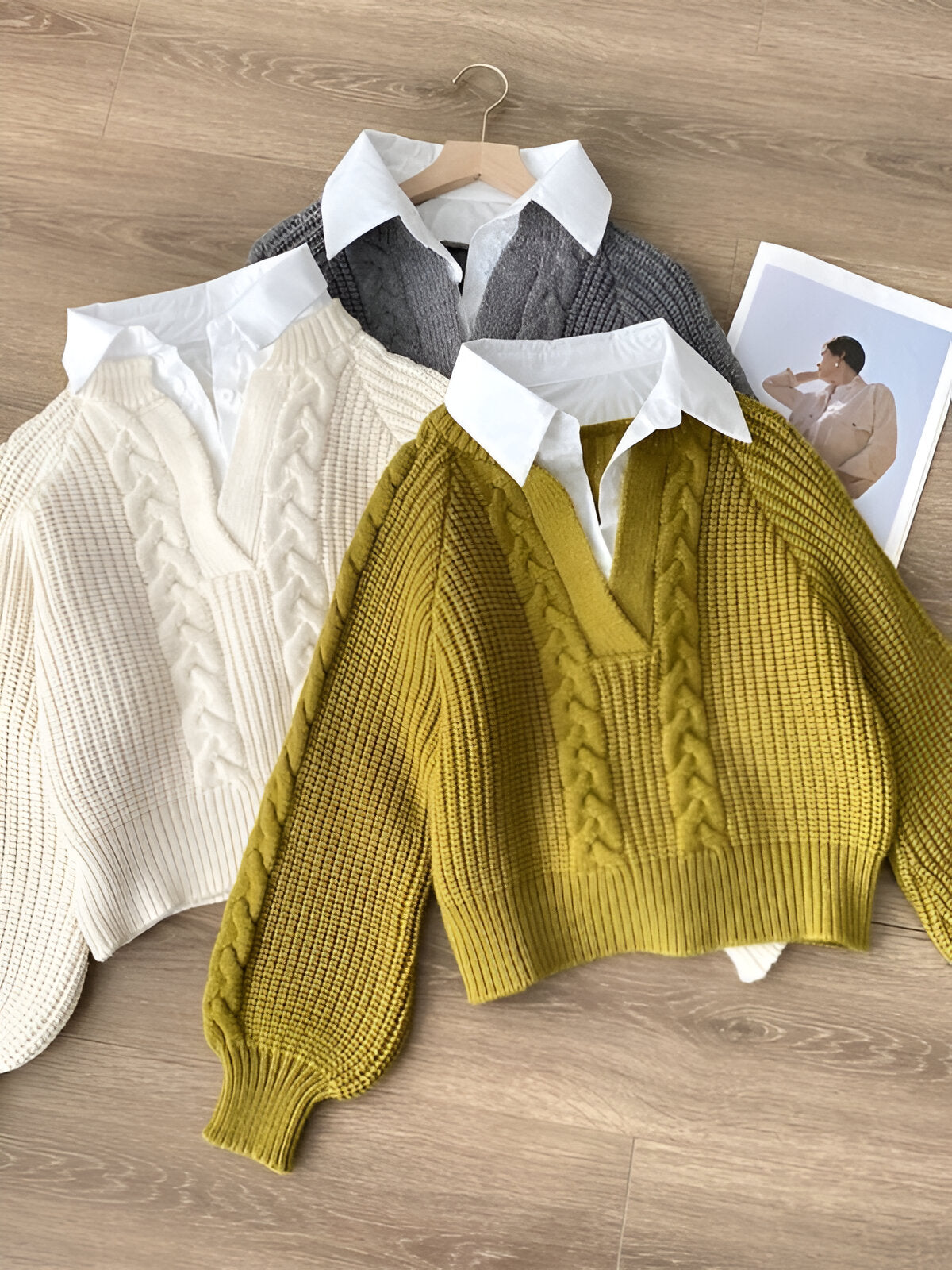 Wilhelmine | Japanische Lazy Retro Design mit zwei Pullover für Frauen