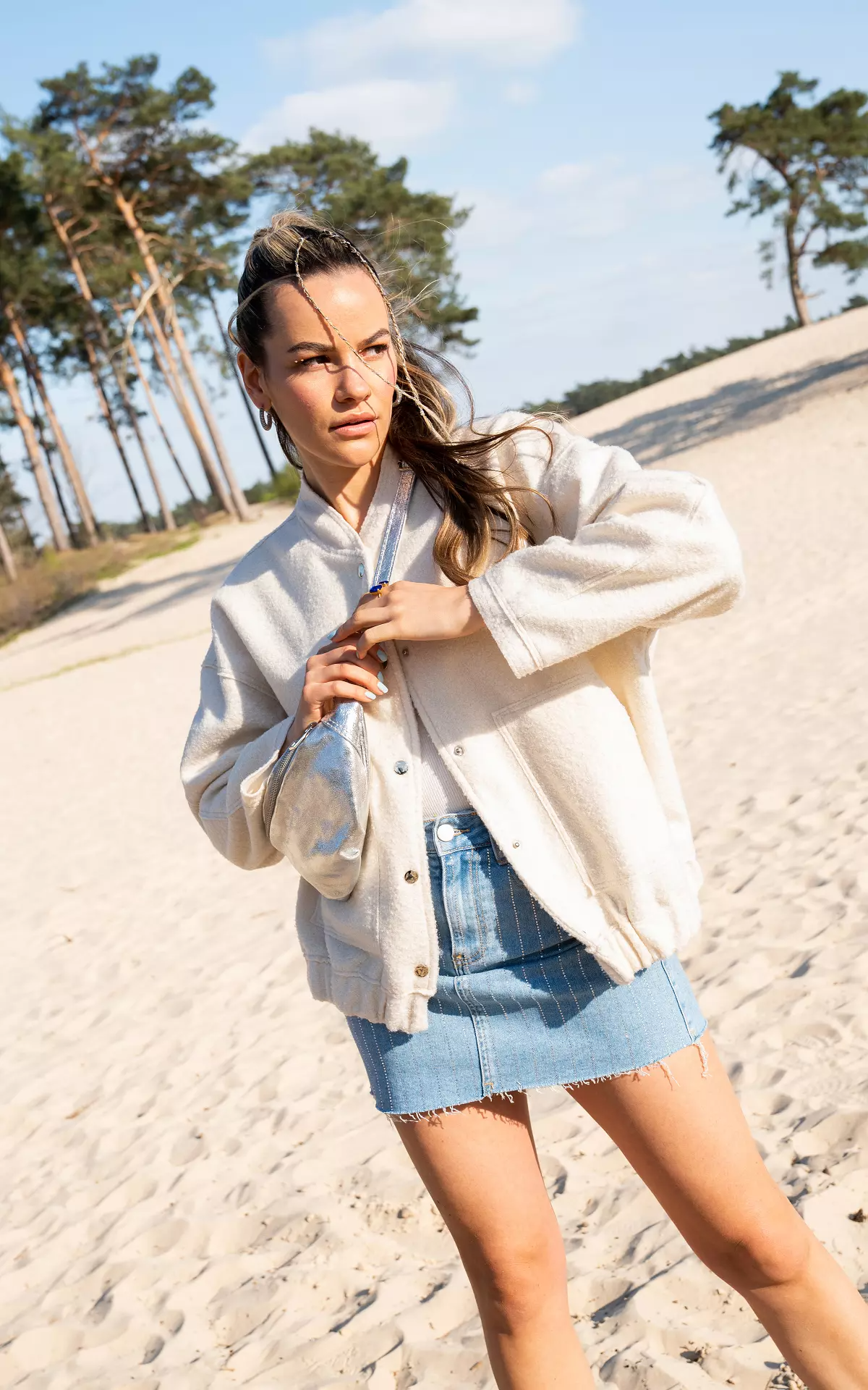 Übergroße Tweed Bomberjacke