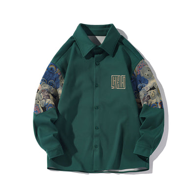 Max | Retro-inspiriertes Besticktes Bärenhemd