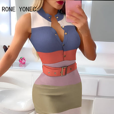 Dora | Mühelos schick: Gestreiftes, ärmelloses Midi-Strickkleid