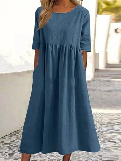 Midi-Kleid für Damen mit halben Ärmeln und modernem Stil - Orelitha