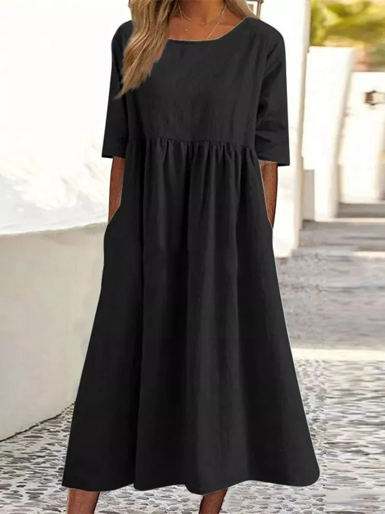 Midi-Kleid für Damen mit halben Ärmeln und modernem Stil - Orelitha