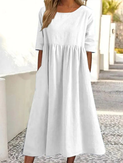 Midi-Kleid für Damen mit halben Ärmeln und modernem Stil - Orelitha