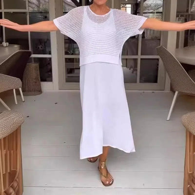 Margarete | Set aus Durchbrochenem Strickoberteil und Midikleid