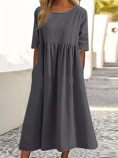 Midi-Kleid für Damen mit halben Ärmeln und modernem Stil - Orelitha