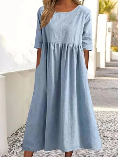 Midi-Kleid für Damen mit halben Ärmeln und modernem Stil - Orelitha