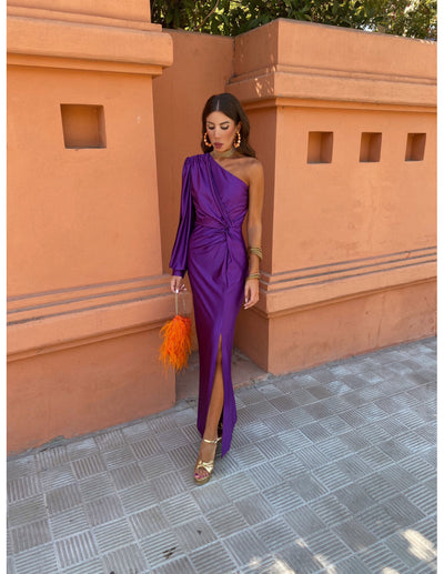 Leonora | One-Shoulder Kleid mit Drapierung & Knoten