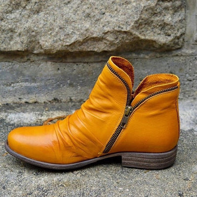 Damen Stiefeletten aus geschmeidigem Leder mit Reißverschluss