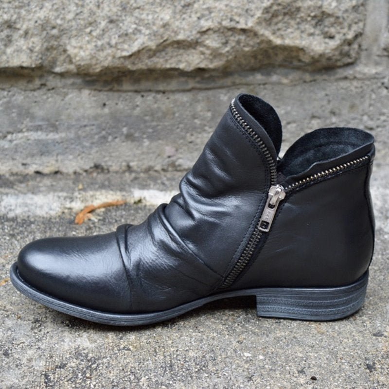 Damen Stiefeletten aus geschmeidigem Leder mit Reißverschluss