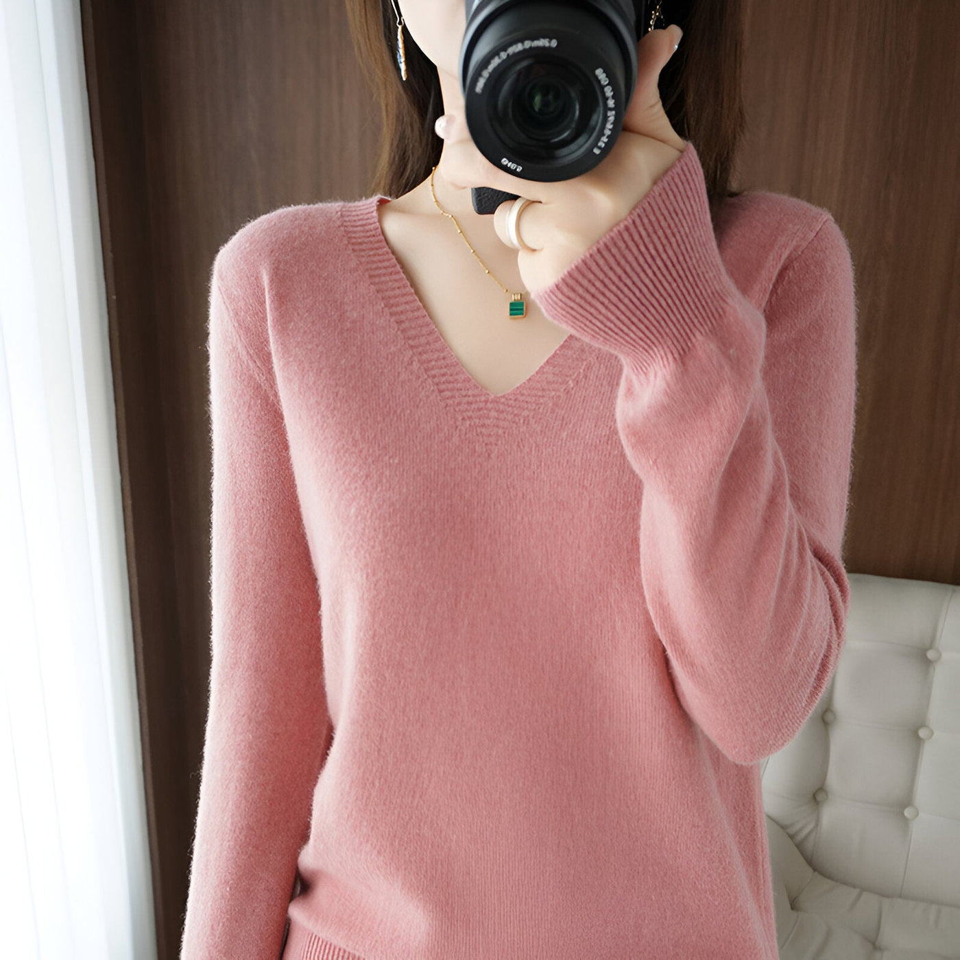 Lieselotte | Gemütlicher V-Ausschnitt Strickpullover