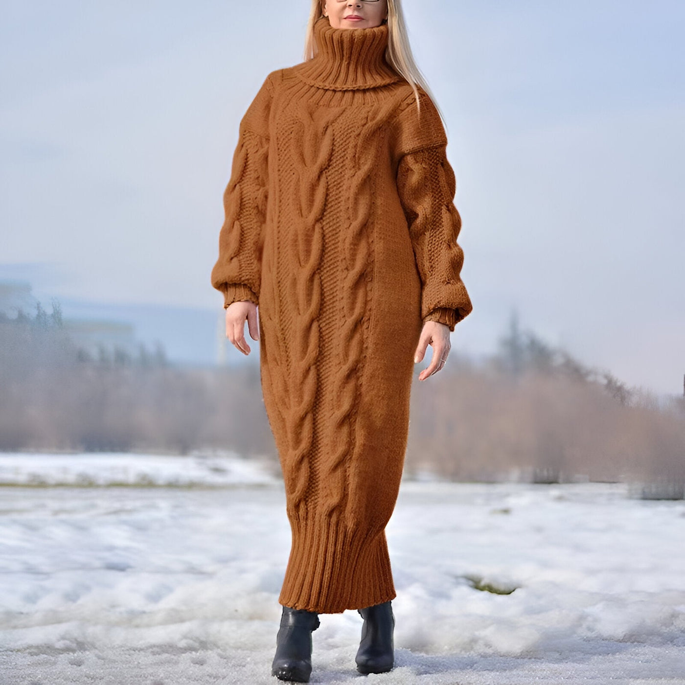 Clara | Gemütliches Oversized Rollkragen-Strickkleid