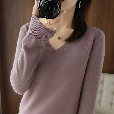 Lieselotte | Gemütlicher V-Ausschnitt Strickpullover