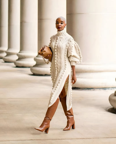 Briana | Sexy Strickkleid mit hohem Schlitz