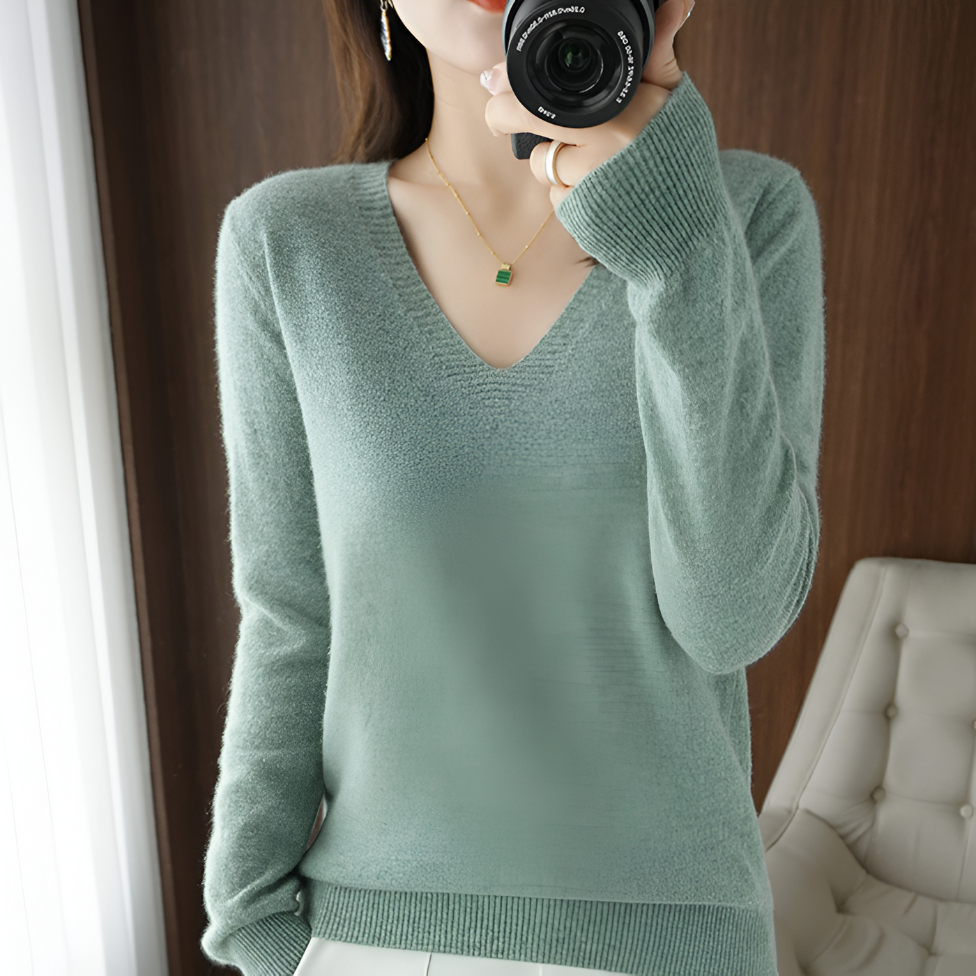 Lieselotte | Gemütlicher V-Ausschnitt Strickpullover