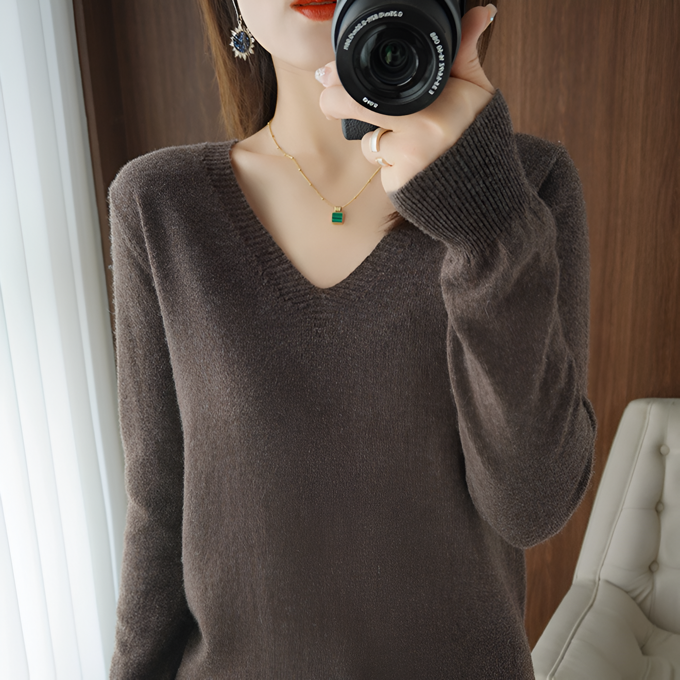 Lieselotte | Gemütlicher V-Ausschnitt Strickpullover