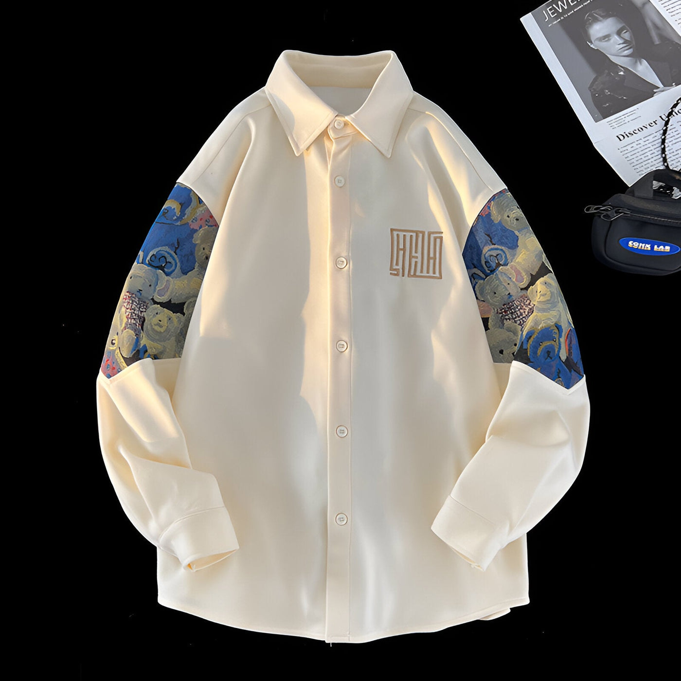 Max | Retro-inspiriertes Besticktes Bärenhemd